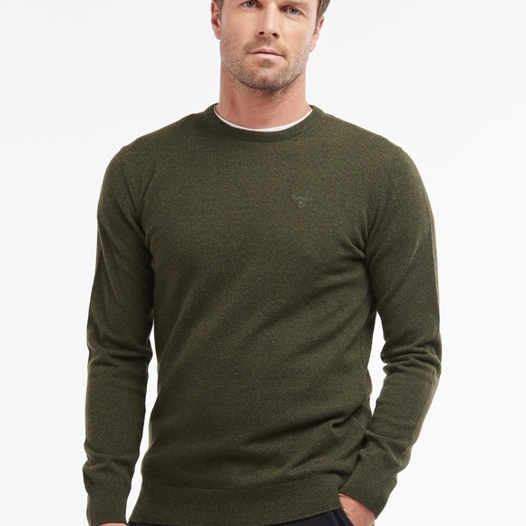 Barbour Men’s Classic Wool Crewneck Sweater In Dark Olive Green Size Medium - Picture 1 of 15